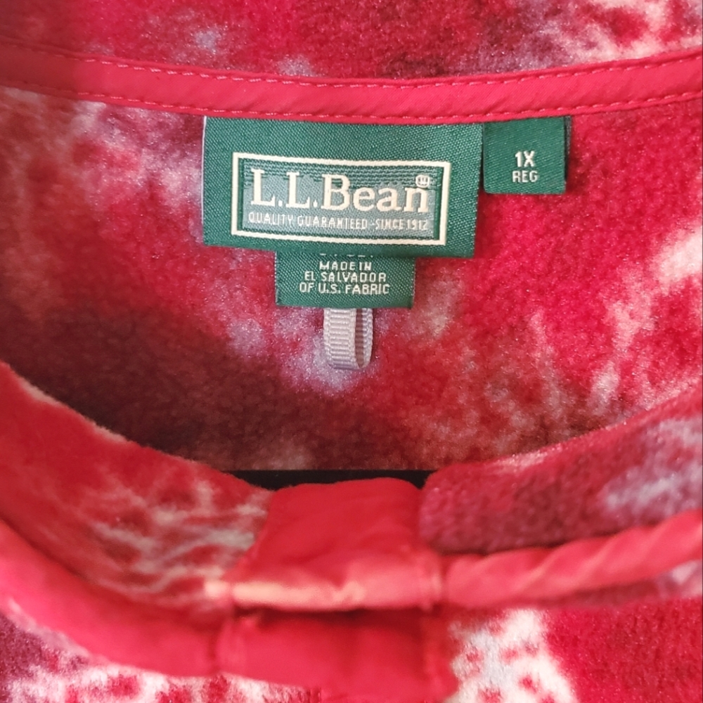 LL Bean Red Snowflake Fleece Pullover Jacket Women's Size 1X - Picture 5 of 7